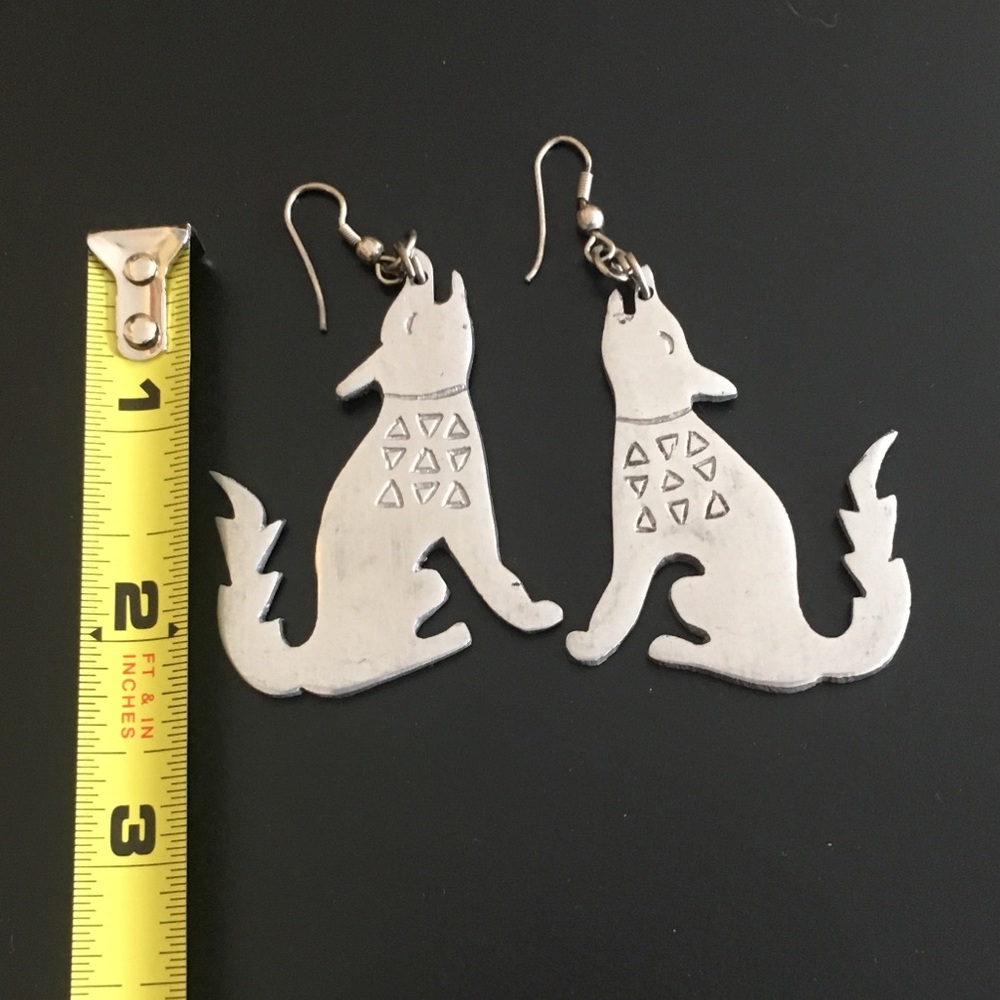 Coyote Silver Boho Statement Dangle Earrings - image 2